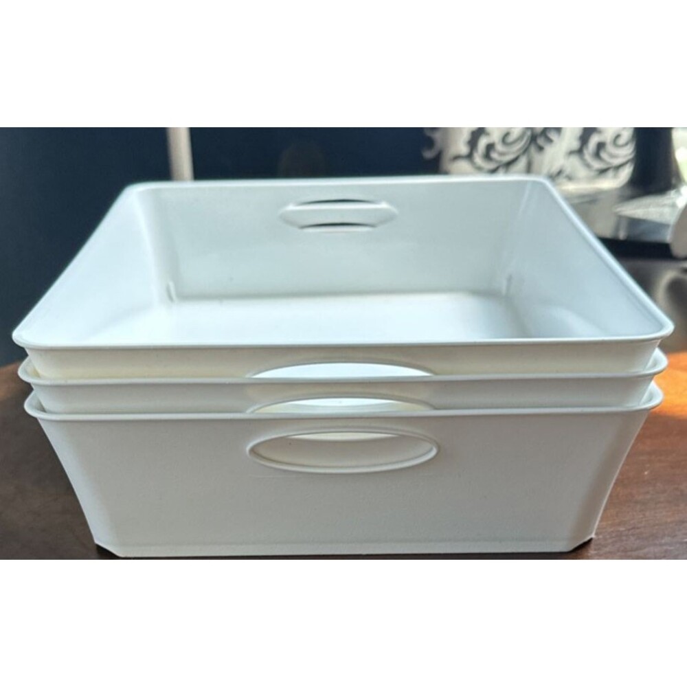 The Container Store Set of 3 Rectangular Organizer 10.25X8.25 Kitchen Bathroom